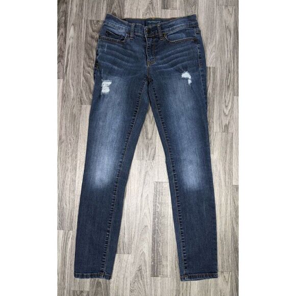 (3/$35) Aeropostale Size 4 Regular Distressed Skinny Denim Blue Jean Jeggings - Picture 1 of 11